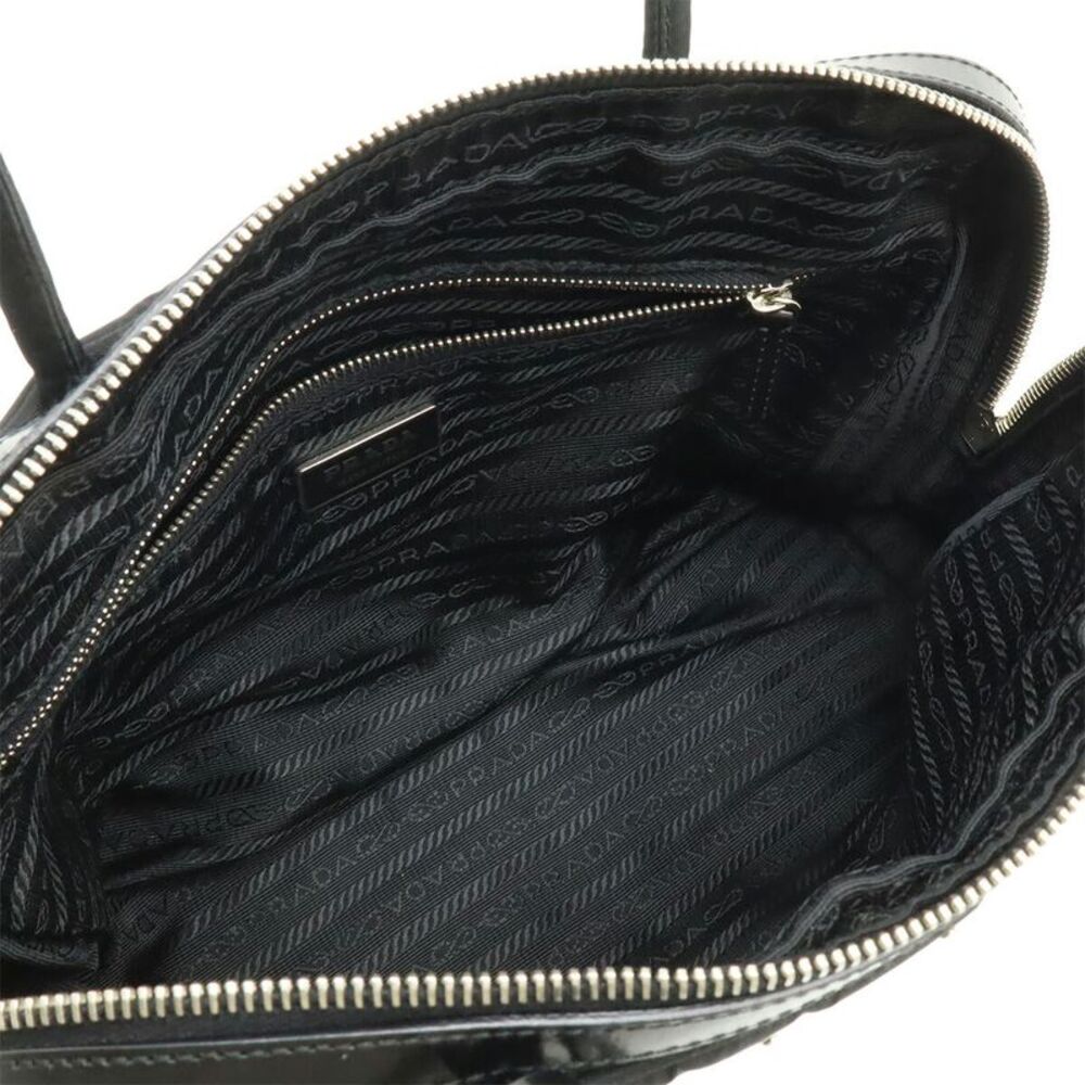 Prada Nylon Leather Triangle Logo Tote Bag - Picture 6 of 8